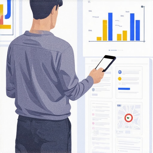 A Denver business owner working on Google Maps optimization with charts and maps.