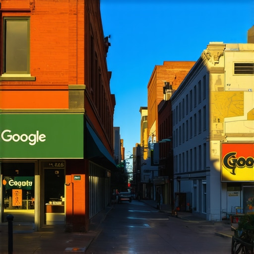 Cityscape of Denver showcasing local storefronts with Google Maps overlay.