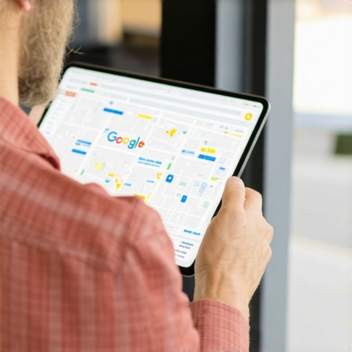 Analyzing Local Maps Data in Denver Business owner analyzing Denver Google Maps analytics