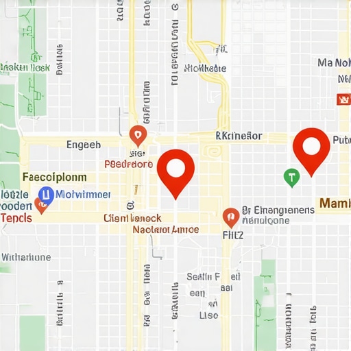 Map showing local Denver businesses with SEO annotations